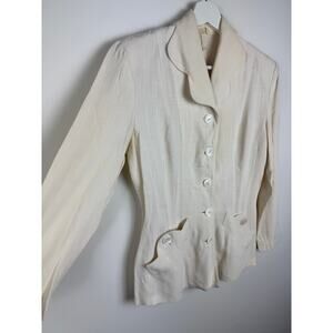 Vintage Cream Linen Blazer